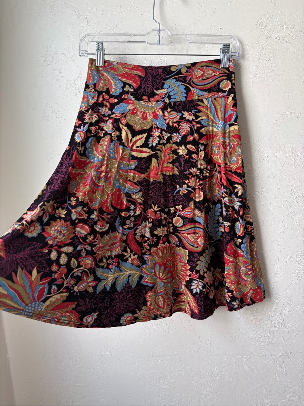 Salaam Black Paisley Floral Full A-Line Skirt Medium - Picture 3 of 7